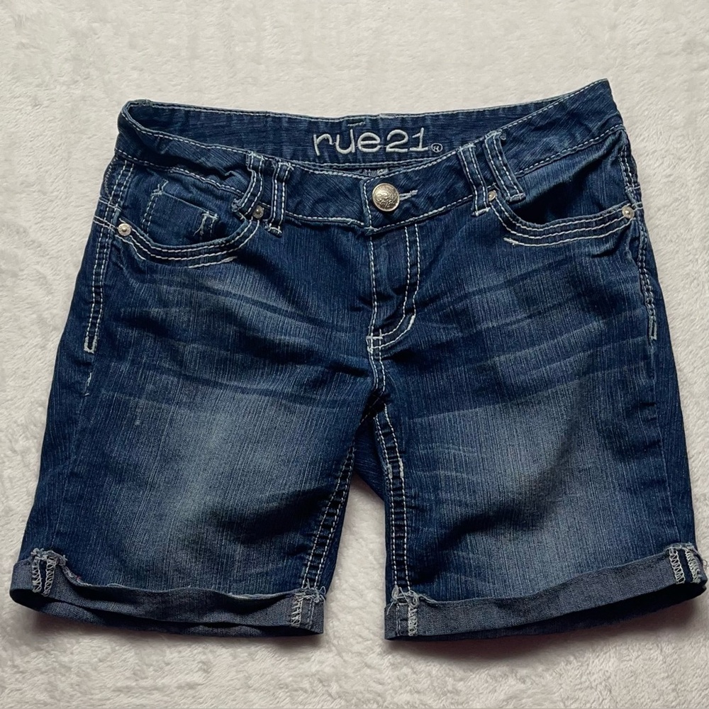 Rue 21 Denim Jean Shorts Women’s Dark Wash Rebecca Stretch Sz 5/6